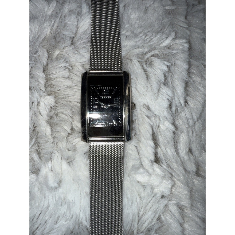 Bijoux Terner Black Dial Silver Tone Case Mesh Stainless St‎ Band Watch 4551